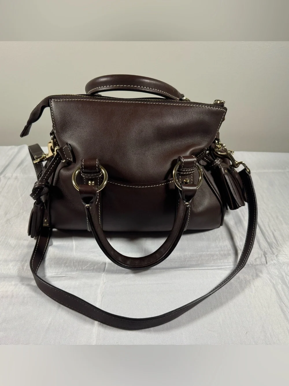 Dooney & Bourke Florentine Large Satchel Chestnut Leather